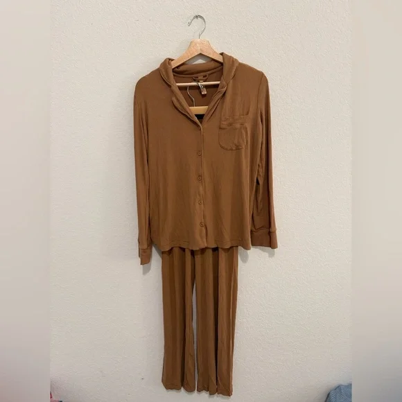Skims Ribbed Pajama Set Size XS Tan/Brown - Picture 2 of 5